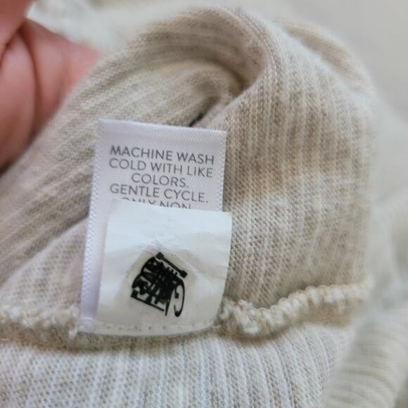 J. Jill Size L Tan Striped Knit Batwing Top Crochet Trim Casual Boho Mature - Picture 9 of 9